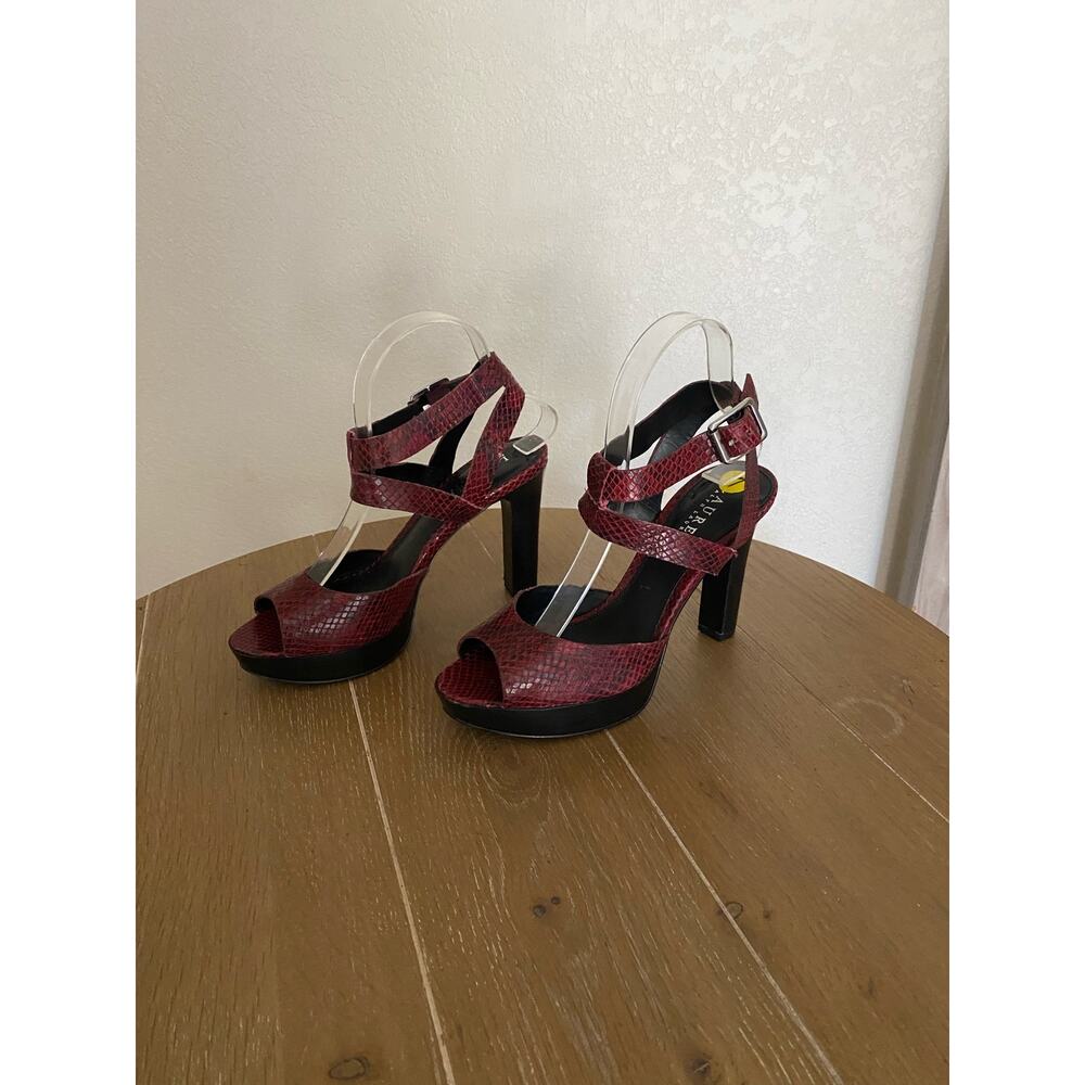 Lauren Ralph Lauren red black snakeskin platform heels 7
